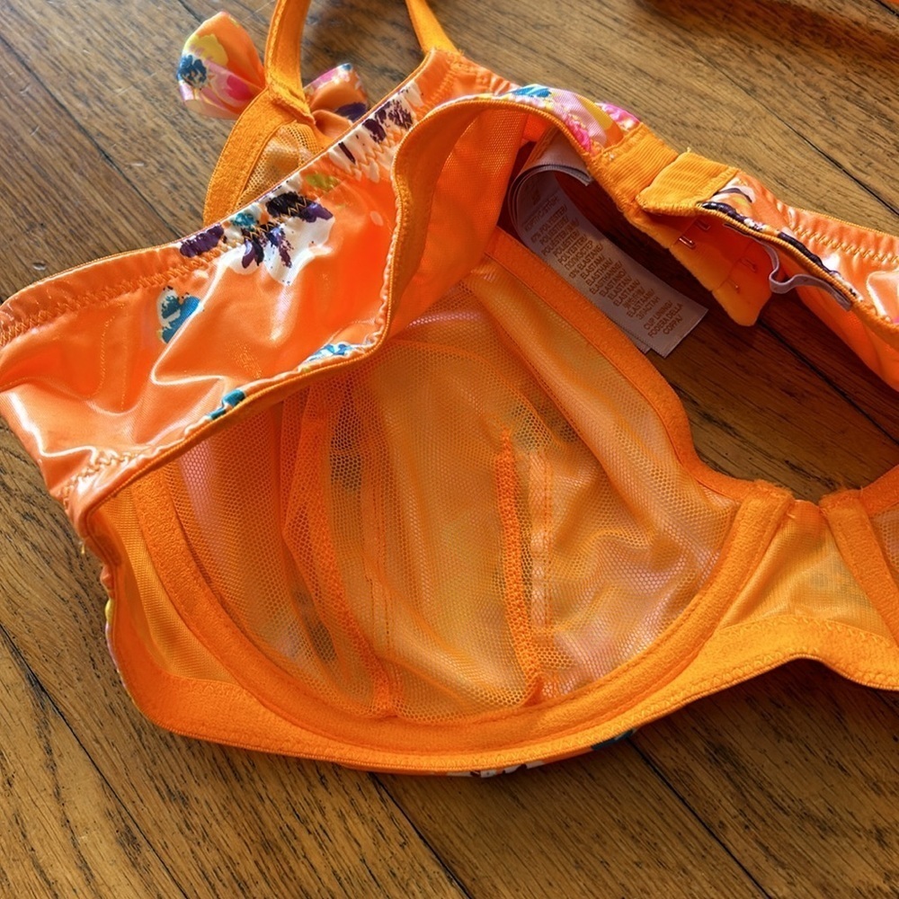 Savage X Fenty Unlined Demi Bra Orange Floral Size 40d — image 7 of 8